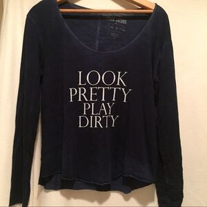 Navy Blue Long Sleeve Top